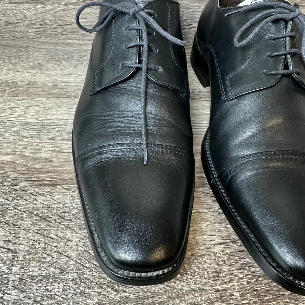 To Boot New York Adam Derrick Mens Black Leather Cap Toe Derby Dress Shoes Italy